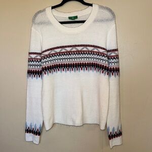 Nordic design soft knit sweater winter white ivory gray blue red black design XL